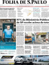 Capa do jornal Folha de S.Paulo 28/04/2017
