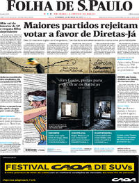 Capa do jornal Folha de S.Paulo 28/05/2017