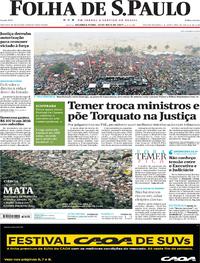 Capa do jornal Folha de S.Paulo 29/05/2017