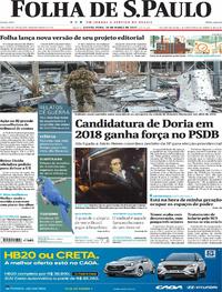 Capa do jornal Folha de S.Paulo 30/03/2017