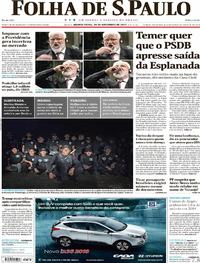 Capa do jornal Folha de S.Paulo 30/11/2017