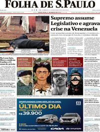 Capa do jornal Folha de S.Paulo 31/03/2017