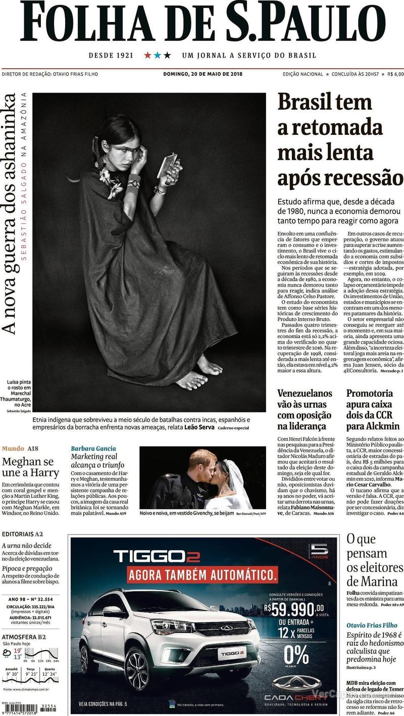 Capa Folha de S.Paulo 2018-05-20
