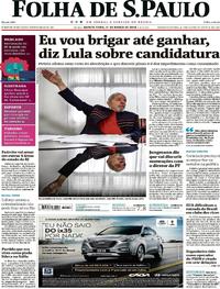 Capa do jornal Folha de S.Paulo 01/03/2018