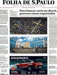 Capa do jornal Folha de S.Paulo 01/06/2018