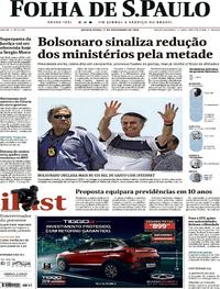 Capa do jornal Folha de S.Paulo 01/11/2018