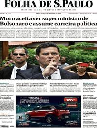 Capa do jornal Folha de S.Paulo 02/11/2018