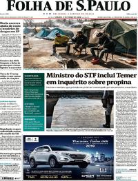 Capa do jornal Folha de S.Paulo 03/03/2018
