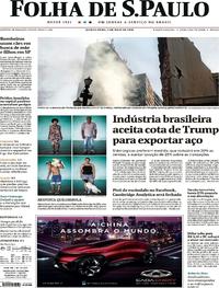 Capa do jornal Folha de S.Paulo 03/05/2018