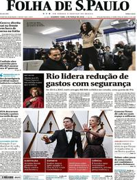Capa do jornal Folha de S.Paulo 05/03/2018