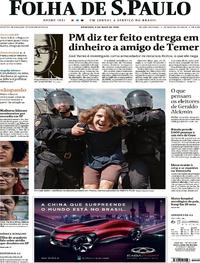 Capa do jornal Folha de S.Paulo 06/05/2018