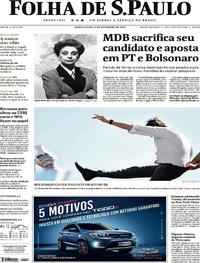 Capa do jornal Folha de S.Paulo 06/09/2018