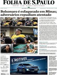 Capa do jornal Folha de S.Paulo 07/09/2018