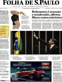 Capa do jornal Folha de S.Paulo 07/11/2018