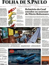 Capa do jornal Folha de S.Paulo 07/12/2018