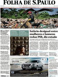Capa do jornal Folha de S.Paulo 08/03/2018