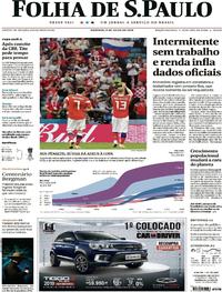 Capa do jornal Folha de S.Paulo 08/07/2018