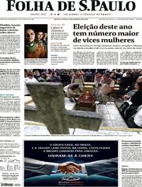 Capa do jornal Folha de S.Paulo 08/08/2018