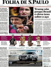 Capa do jornal Folha de S.Paulo 09/03/2018