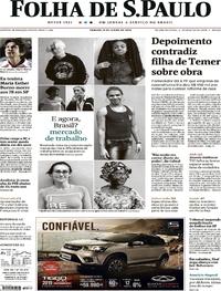 Capa do jornal Folha de S.Paulo 09/06/2018