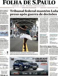 Capa do jornal Folha de S.Paulo 09/07/2018