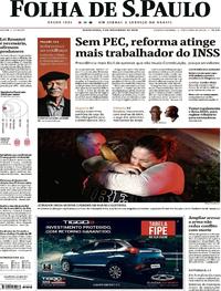 Capa do jornal Folha de S.Paulo 09/11/2018