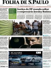 Capa do jornal Folha de S.Paulo 10/03/2018