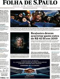 Capa do jornal Folha de S.Paulo 10/08/2018