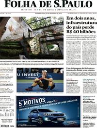 Capa do jornal Folha de S.Paulo 10/09/2018