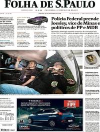 Capa do jornal Folha de S.Paulo 10/11/2018