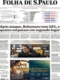 Capa do jornal Folha de S.Paulo 11/09/2018