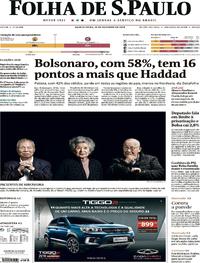 Capa do jornal Folha de S.Paulo 11/10/2018