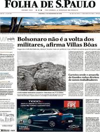 Capa do jornal Folha de S.Paulo 11/11/2018