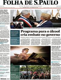 Capa do jornal Folha de S.Paulo 12/03/2018