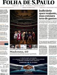 Capa do jornal Folha de S.Paulo 12/08/2018
