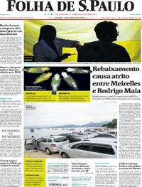 Capa do jornal Folha de S.Paulo 13/01/2018