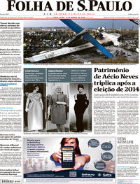 Capa do jornal Folha de S.Paulo 13/03/2018