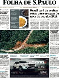 Capa do jornal Folha de S.Paulo 13/04/2018