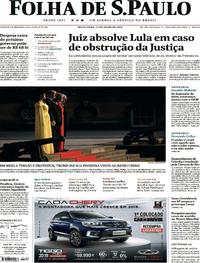 Capa do jornal Folha de S.Paulo 13/07/2018