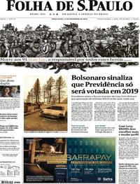 Capa do jornal Folha de S.Paulo 13/11/2018