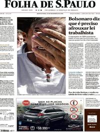 Capa do jornal Folha de S.Paulo 13/12/2018