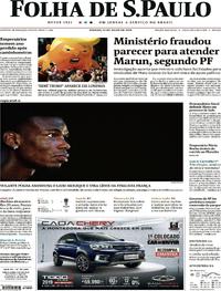 Capa do jornal Folha de S.Paulo 14/07/2018