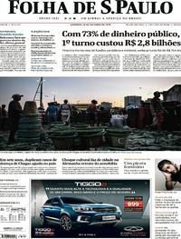 Capa do jornal Folha de S.Paulo 14/10/2018