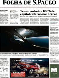 Capa do jornal Folha de S.Paulo 14/12/2018