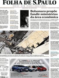 Capa do jornal Folha de S.Paulo 15/08/2018