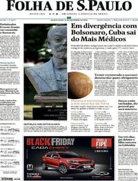 Capa do jornal Folha de S.Paulo 15/11/2018