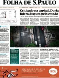 Capa do jornal Folha de S.Paulo 16/04/2018