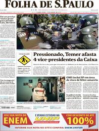 Capa do jornal Folha de S.Paulo 17/01/2018