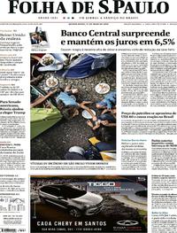 Capa do jornal Folha de S.Paulo 17/05/2018