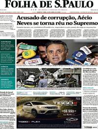 Capa do jornal Folha de S.Paulo 18/04/2018